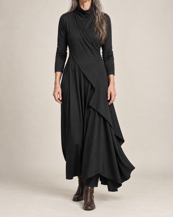 Sol - Draped Turtleneck Maxi Dress