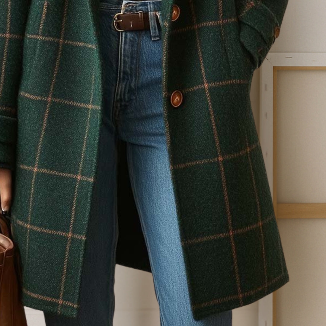 Judith™ | Long Tweed Plaid Coat