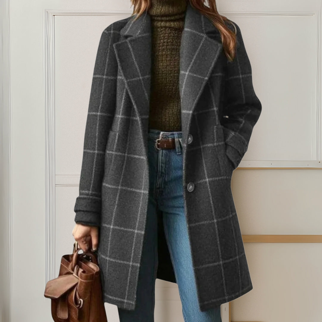 Judith™ | Long Tweed Plaid Coat