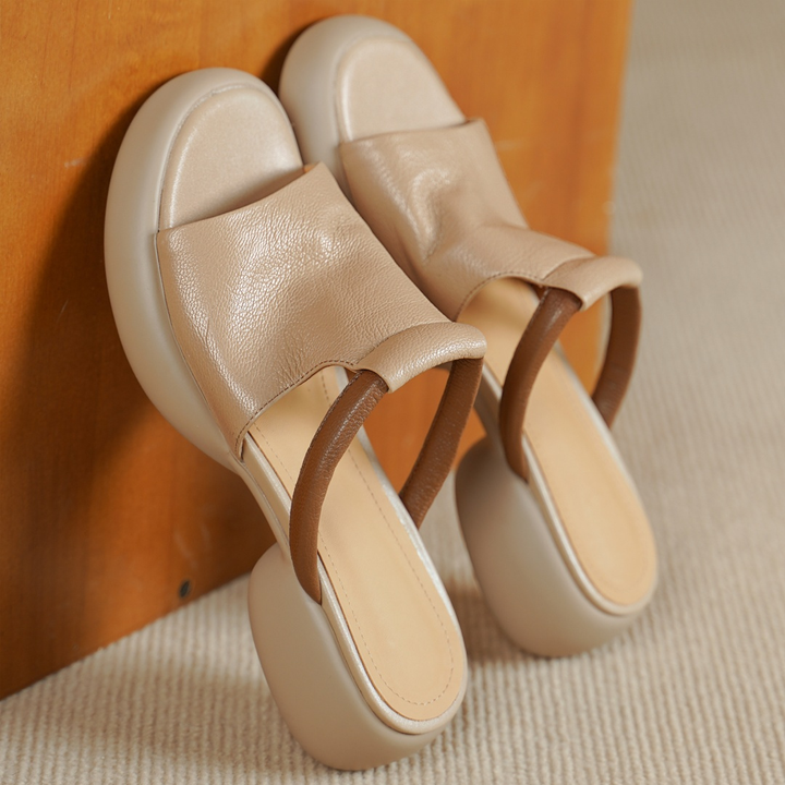 Aria™ Sheepskin Peep-Toe Slides Sandals