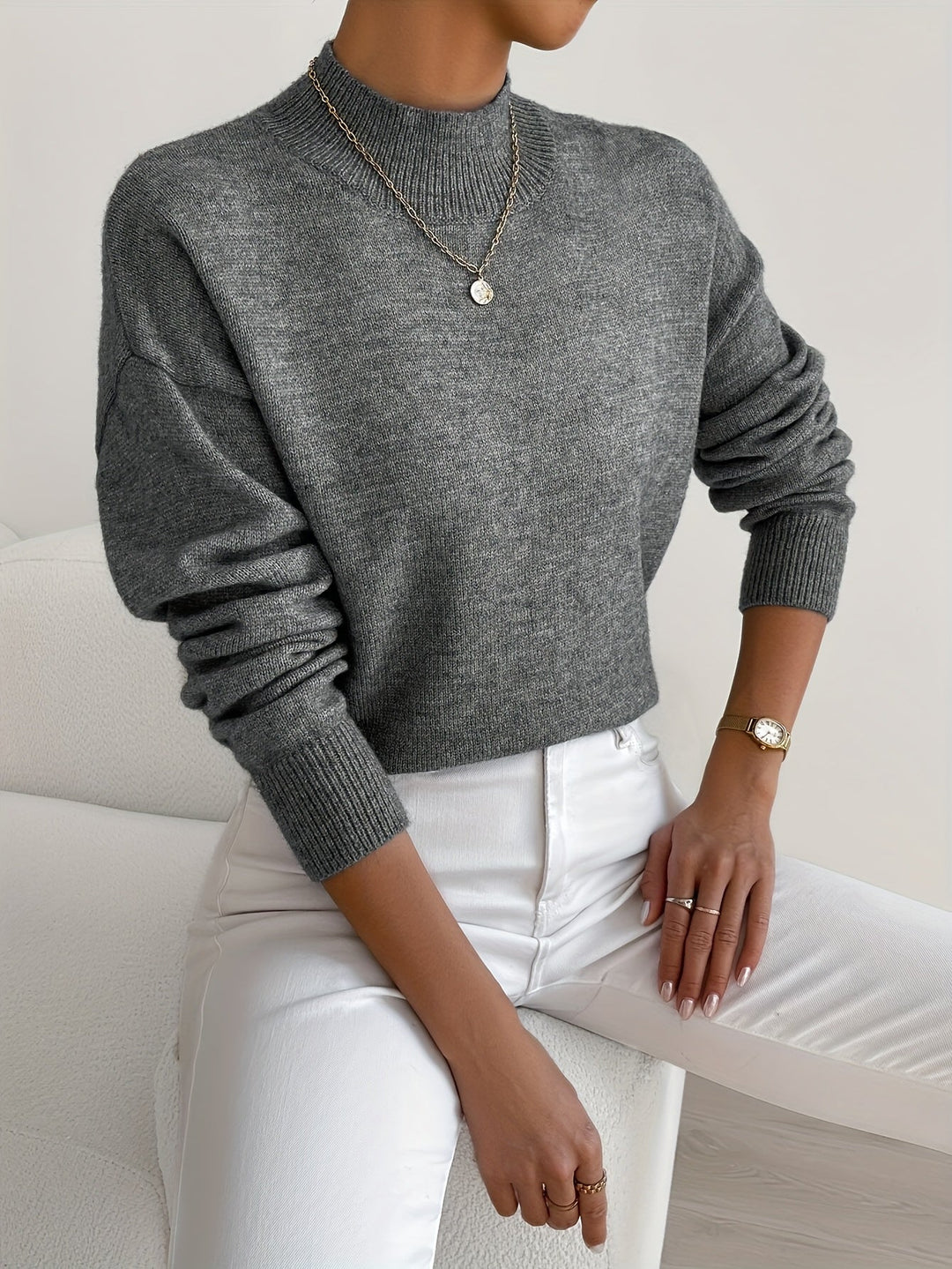 Anna Elegant Women's High Neck Pullover