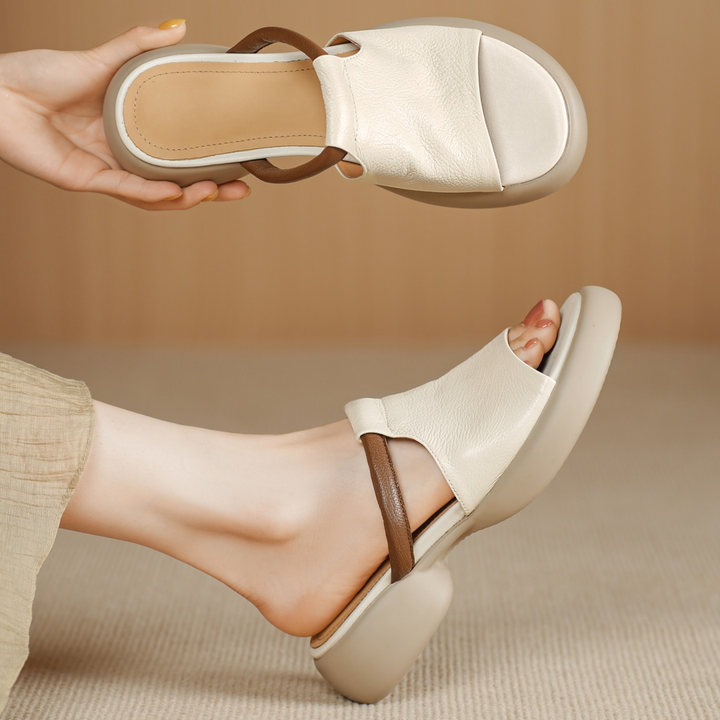Aria™ Sheepskin Peep-Toe Slides Sandals