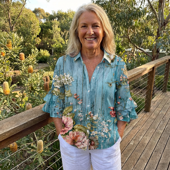 Roselle™ - Floral Print Vintage Blouse