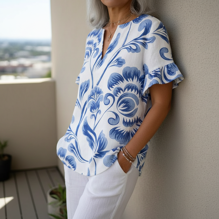Kiona™ - Elegant Blouse With Floral Print