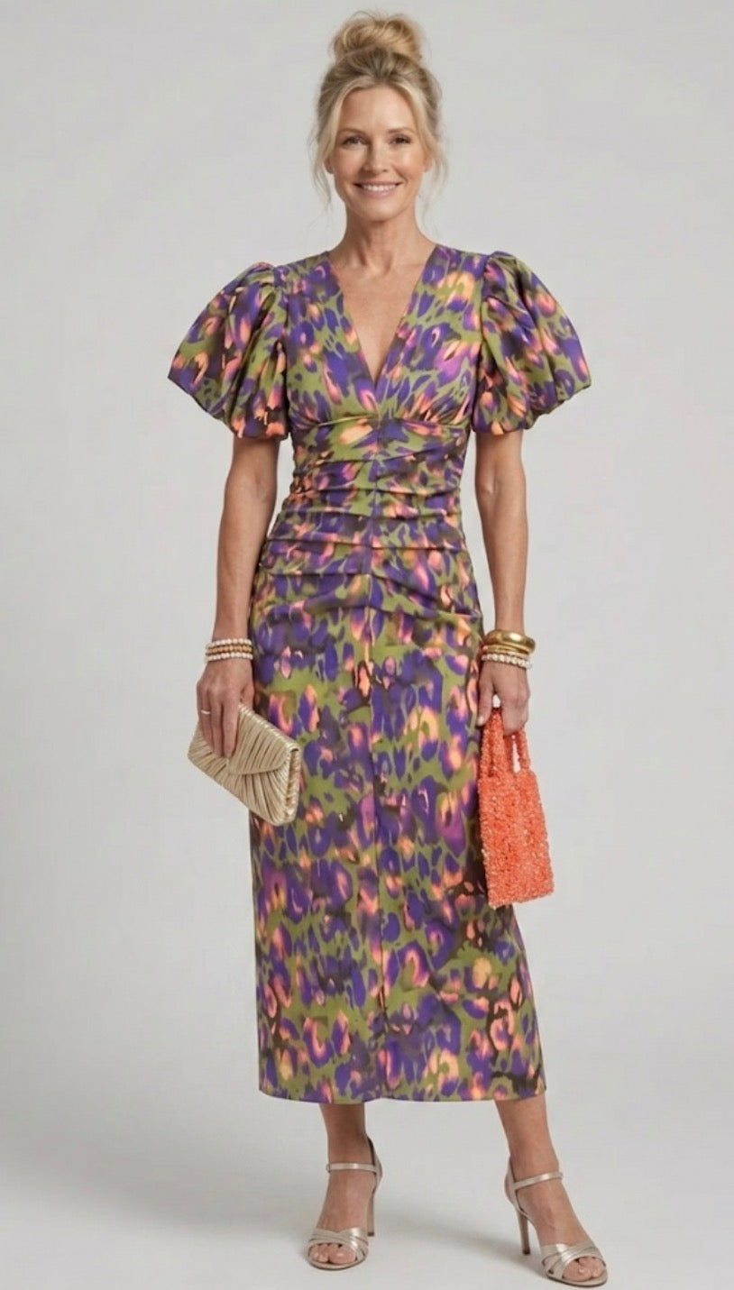 Perdita | Vivid Pleated Midi Dress