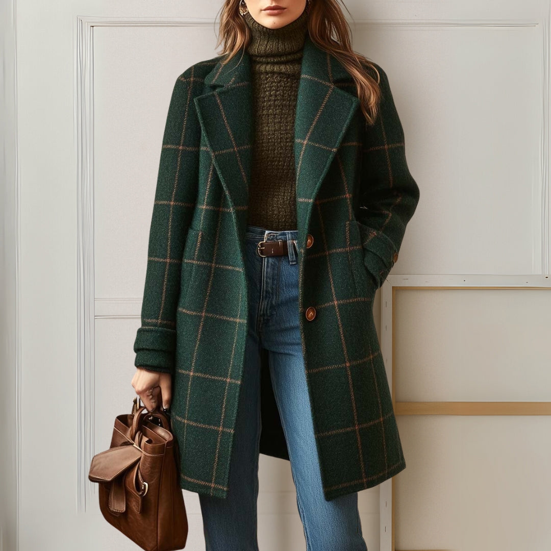 Judith™ | Long Tweed Plaid Coat