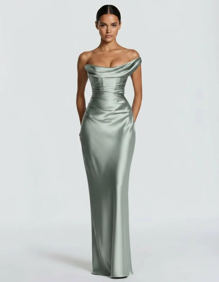 Amarante · The Draped One-Shoulder Satin Gown