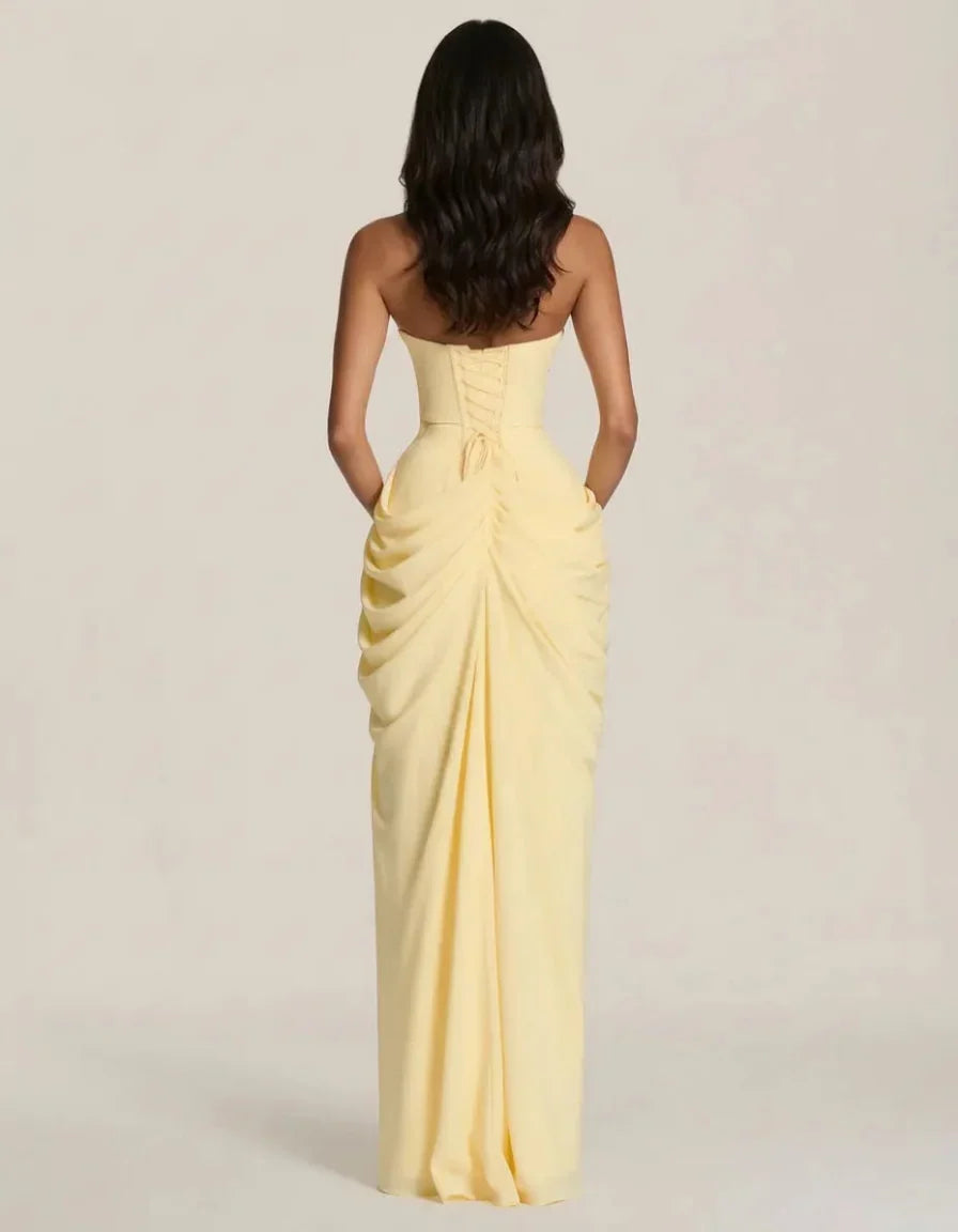 The Dhalia — Draped Strapless Evening Gown