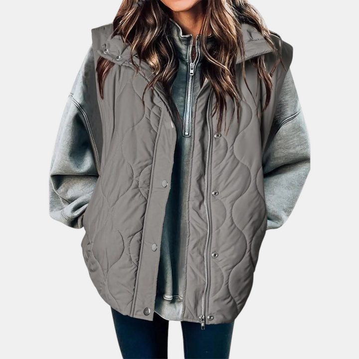 Women’s Puffer Vest Quilted Zip Up Snap Button Sleeveless Coat