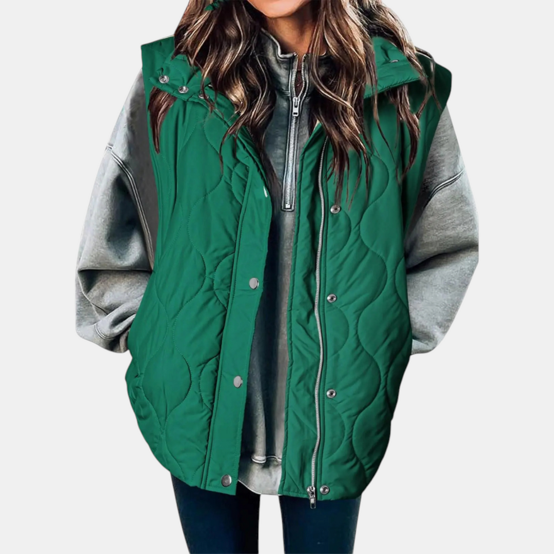 Women’s Puffer Vest Quilted Zip Up Snap Button Sleeveless Coat