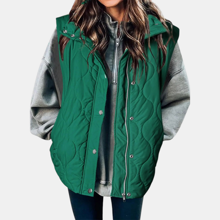 Women’s Puffer Vest Quilted Zip Up Snap Button Sleeveless Coat
