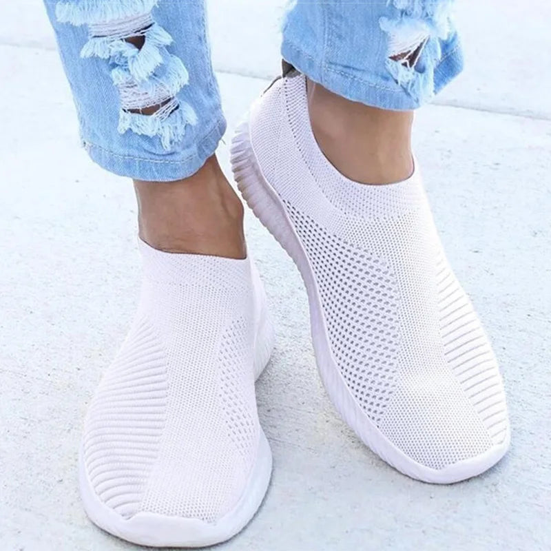 Sienna™ – Knit Sock Slip‑On Walking Flats