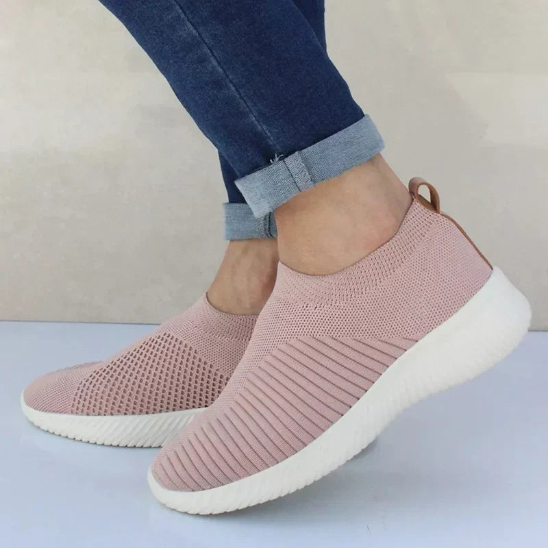 Sienna™ – Knit Sock Slip‑On Walking Flats