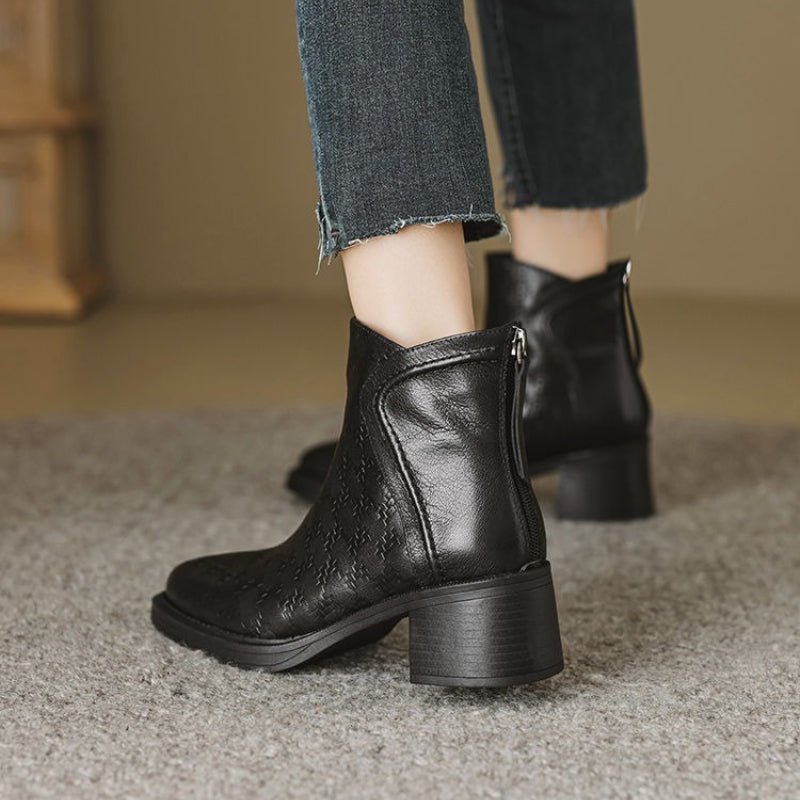 Margot™ Woven Vegan Leather Ankle Boots