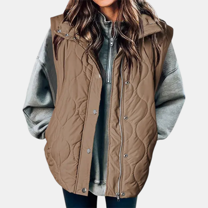 Women’s Puffer Vest Quilted Zip Up Snap Button Sleeveless Coat