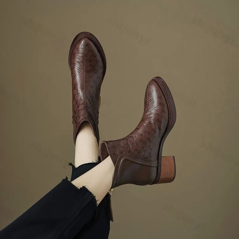 Margot™ Woven Vegan Leather Ankle Boots