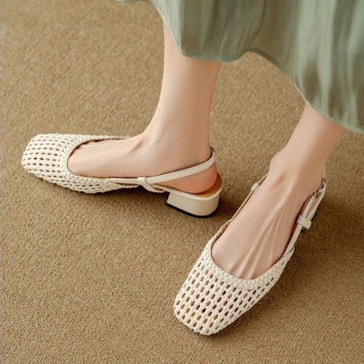 Renée™ Woven Square-Toe Heels Sandals