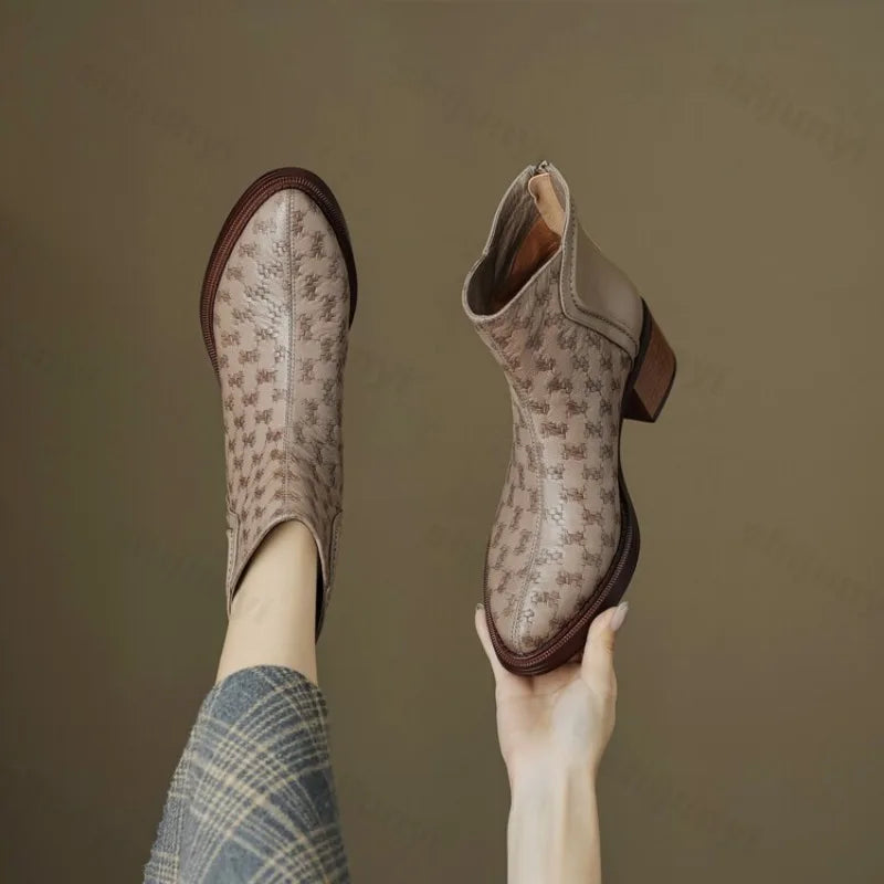Margot™ Woven Vegan Leather Ankle Boots