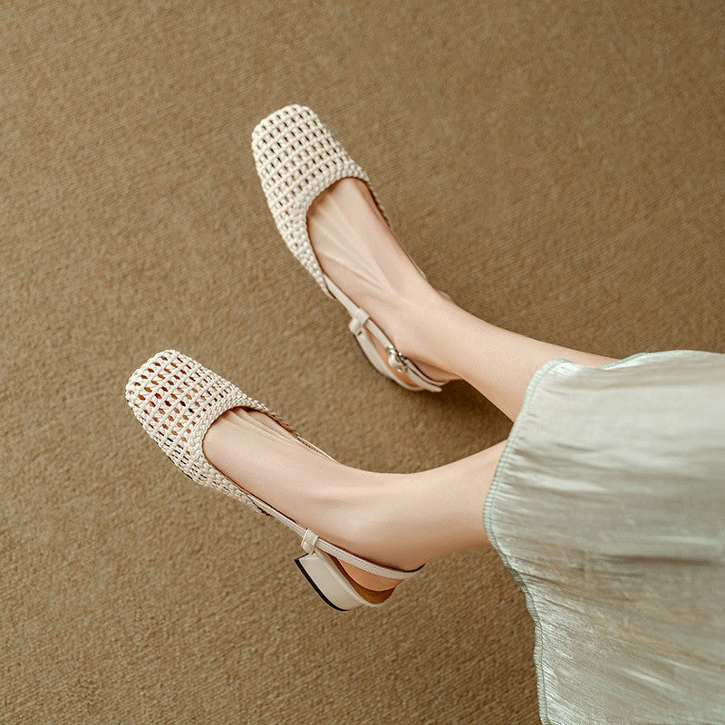 Renée™ Woven Square-Toe Heels Sandals