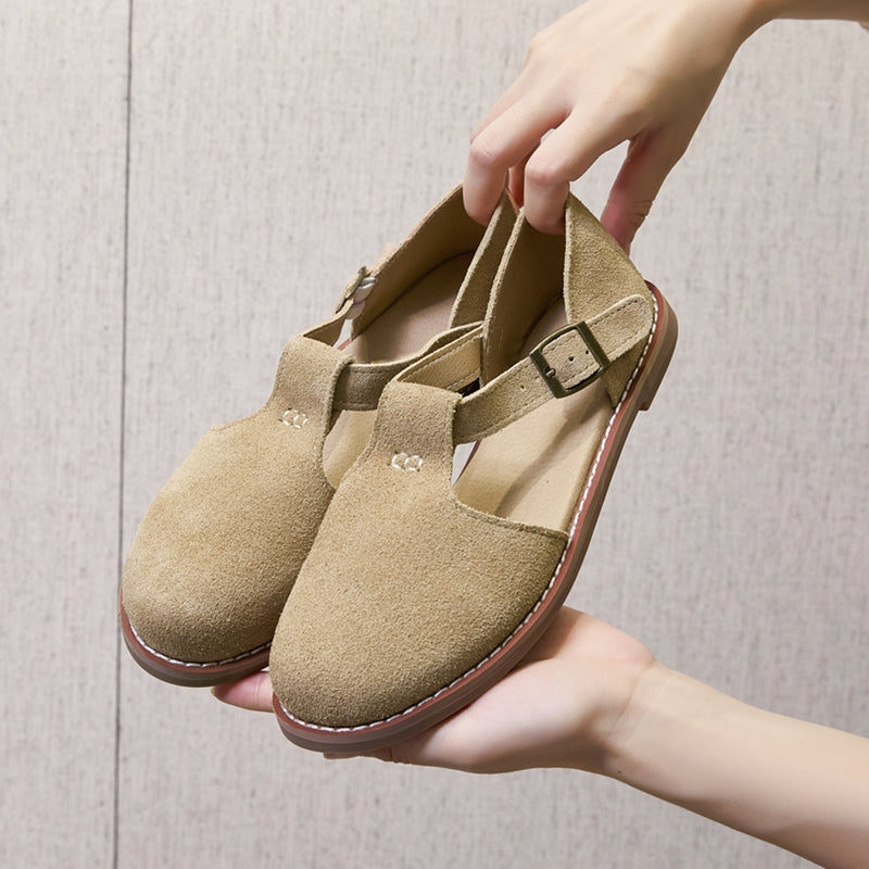 Margot™ Retro Leather Flats Sandals