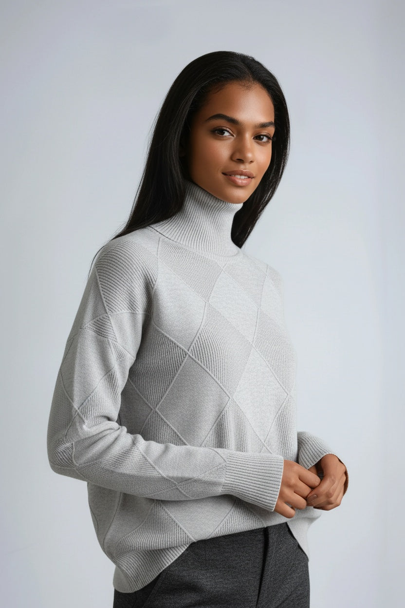 Livia | Turtleneck Sweater with Diamond Motif