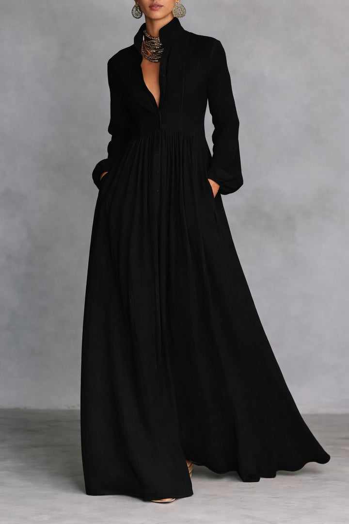 Serena™ | Flowing Button-Front Maxi Dress