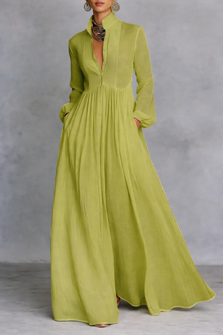 Serena™ | Flowing Button-Front Maxi Dress