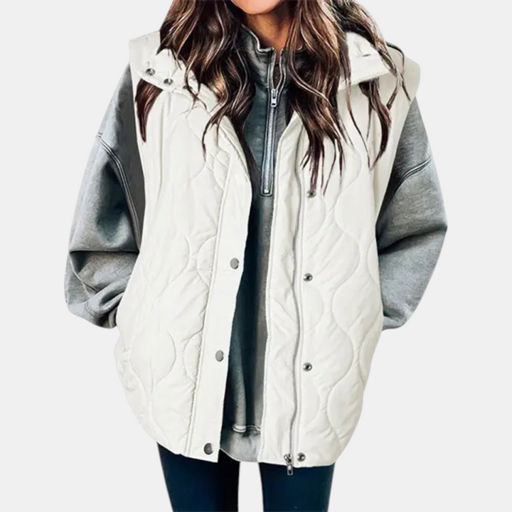 Women’s Puffer Vest Quilted Zip Up Snap Button Sleeveless Coat