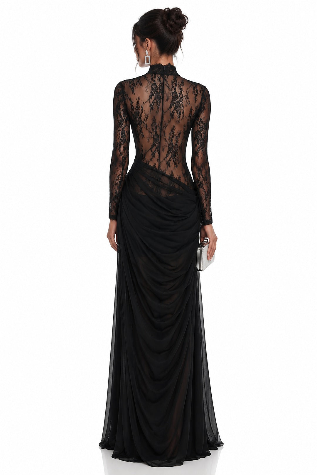 Mélisande · The Black High-Neck Ruched Maxi Dress