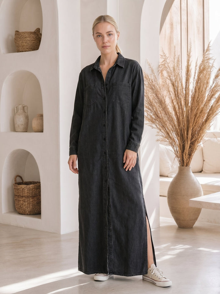 Wren – Denim Maxi Shirt Dress