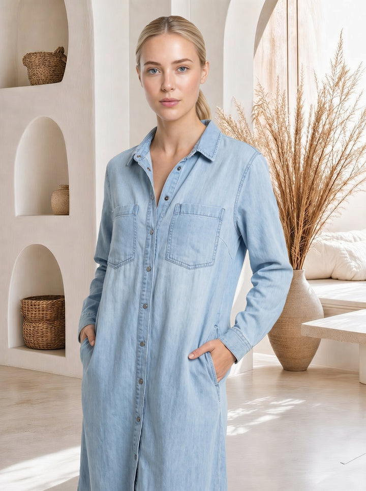 Wren – Denim Maxi Shirt Dress