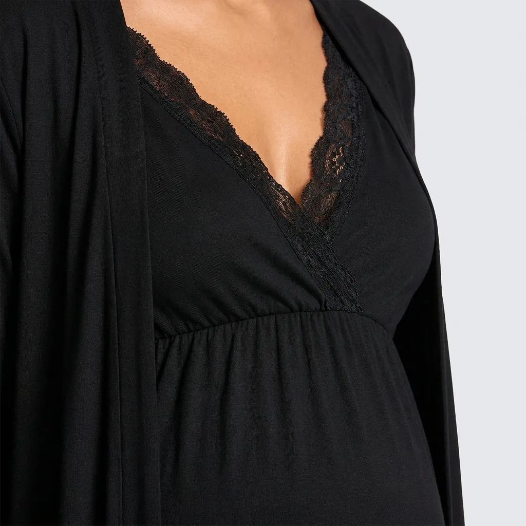 Velora — The Lace-Trim Nursing Gown