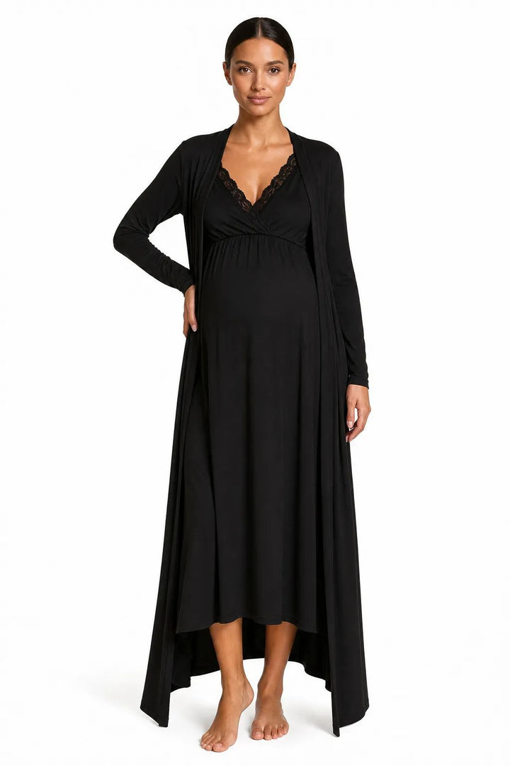 Velora — The Lace-Trim Nursing Gown