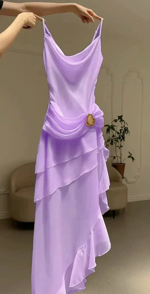 Ivory White Vintage Spaghetti Strap Long Chiffon Prom Dress Evening Dress Party Dress