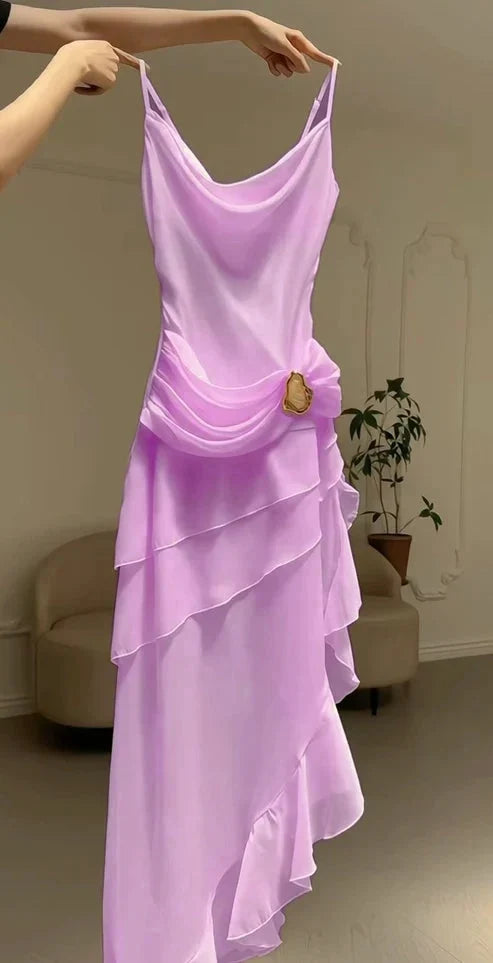 Ivory White Vintage Spaghetti Strap Long Chiffon Prom Dress Evening Dress Party Dress