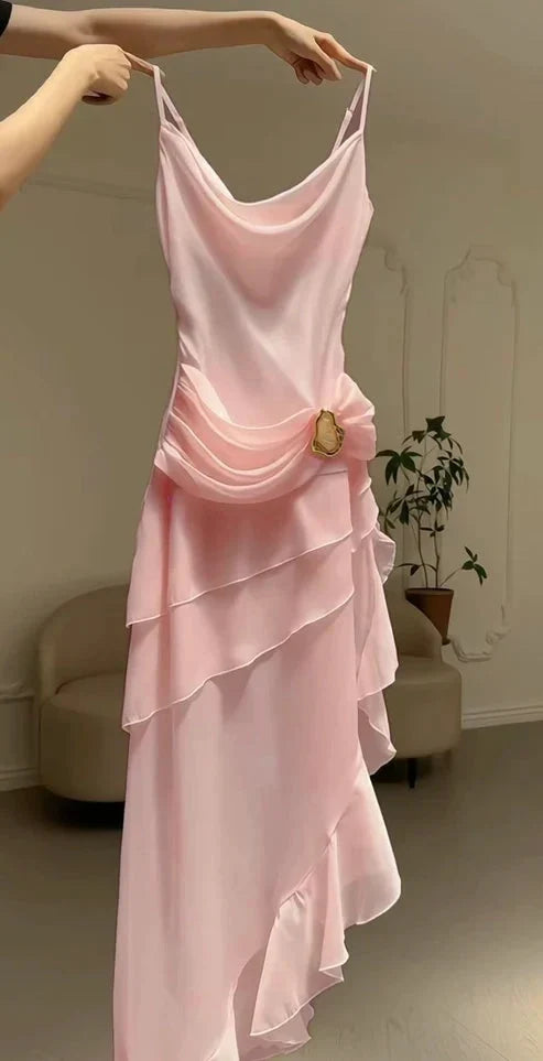 Ivory White Vintage Spaghetti Strap Long Chiffon Prom Dress Evening Dress Party Dress