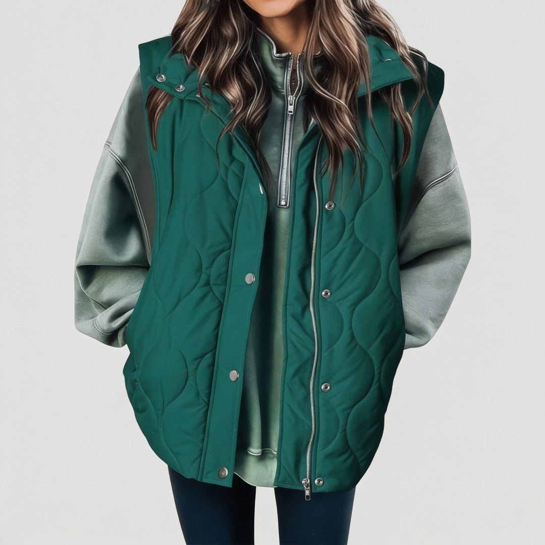 Women’s Puffer Vest Quilted Zip Up Snap Button Sleeveless Coat
