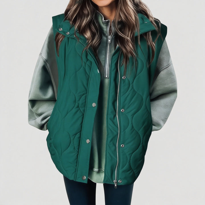 Women’s Puffer Vest Quilted Zip Up Snap Button Sleeveless Coat