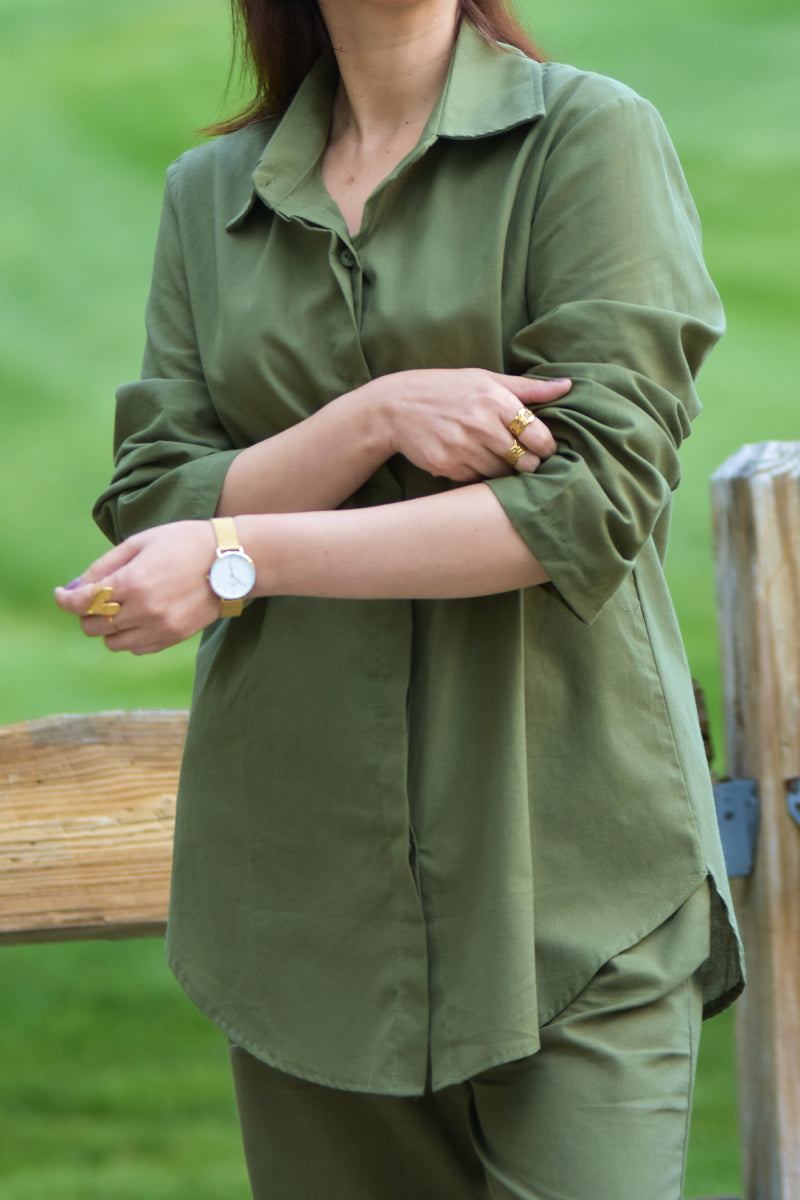 Adelaide™ – Oversized Cotton Shirt & Wide-Leg Pants Co-Ord Set