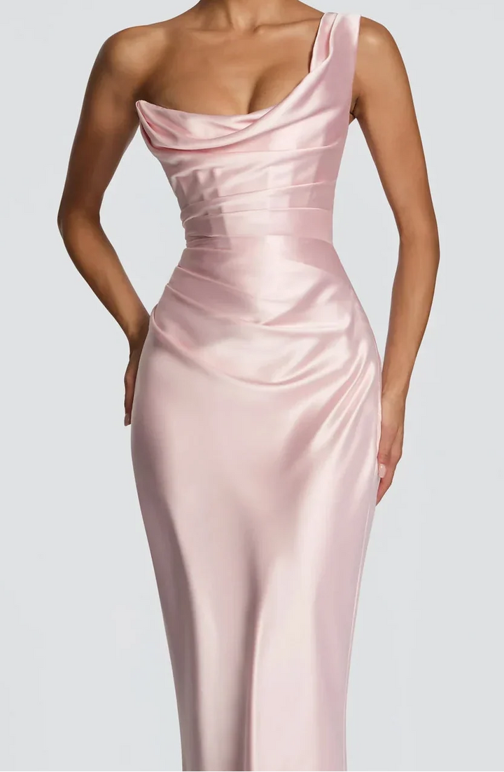 Amarante · The Draped One-Shoulder Satin Gown